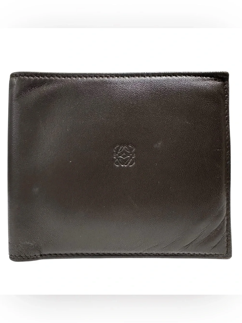 Loewe Brown Leather Embossed Men’s Bifold Wallet with Box and Cards